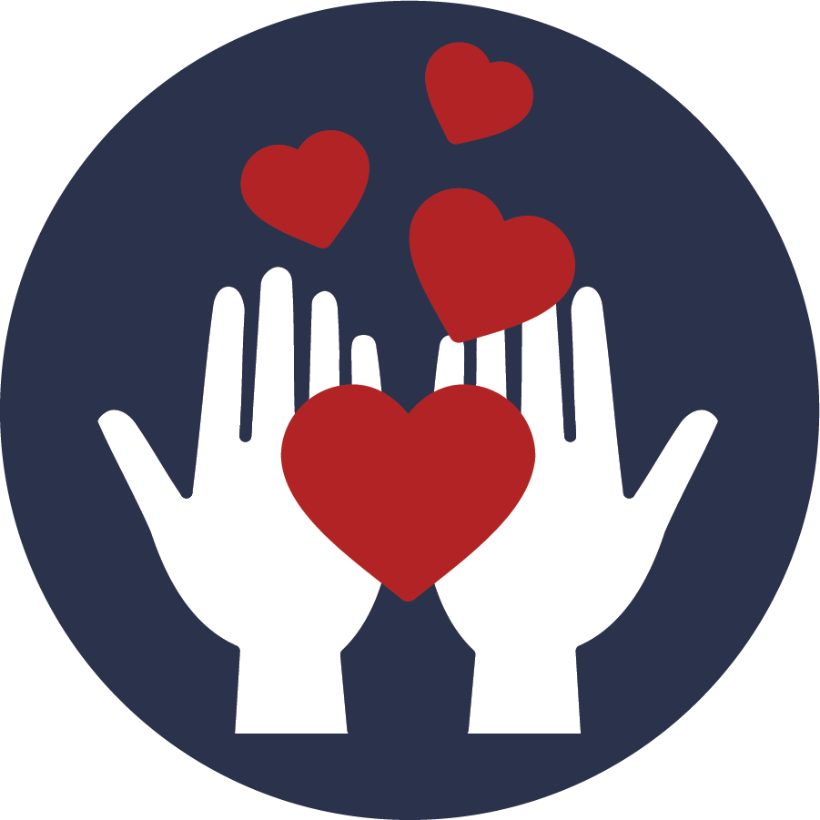 Image of Hands with Hearts radiating off of them